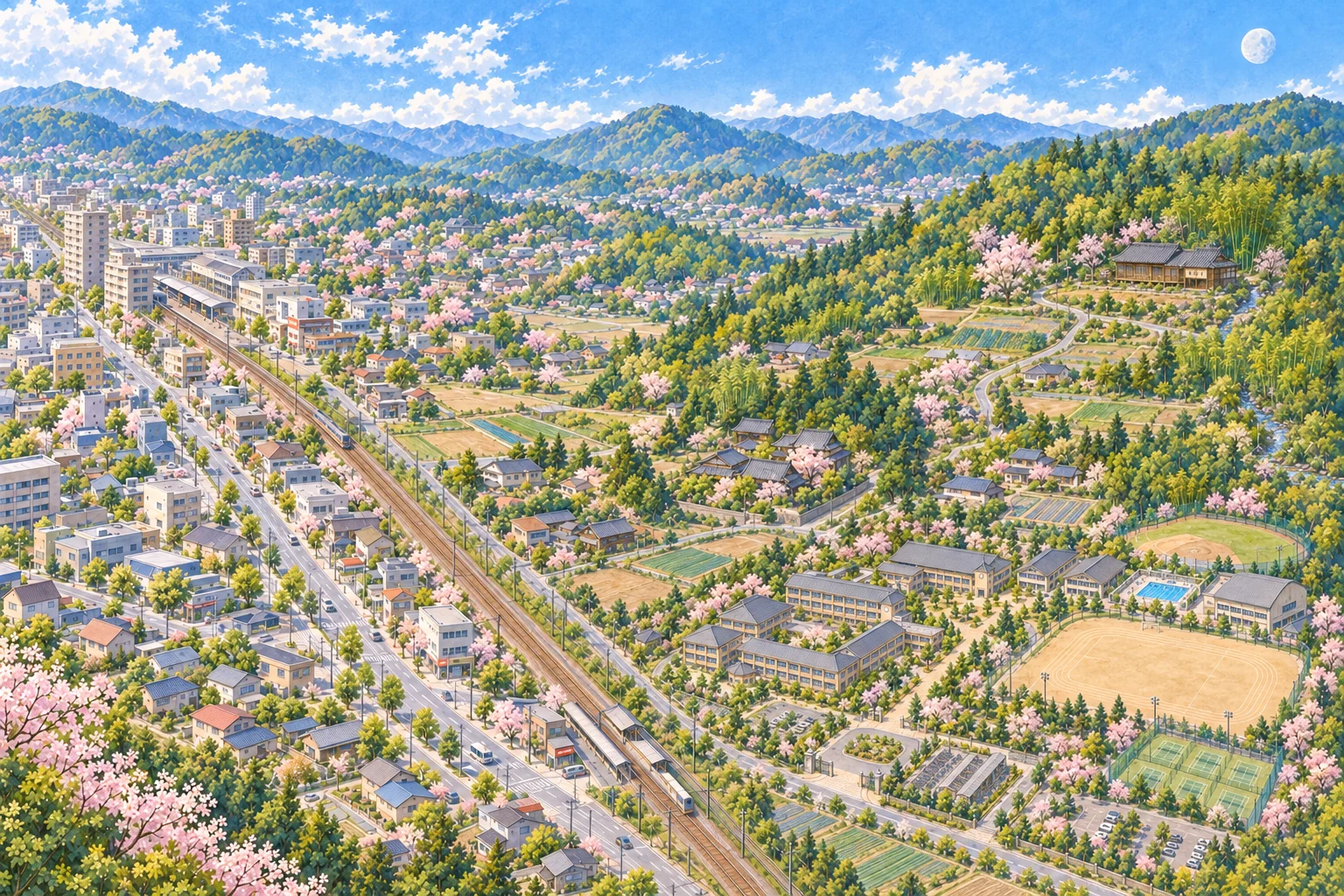地球の町の全景